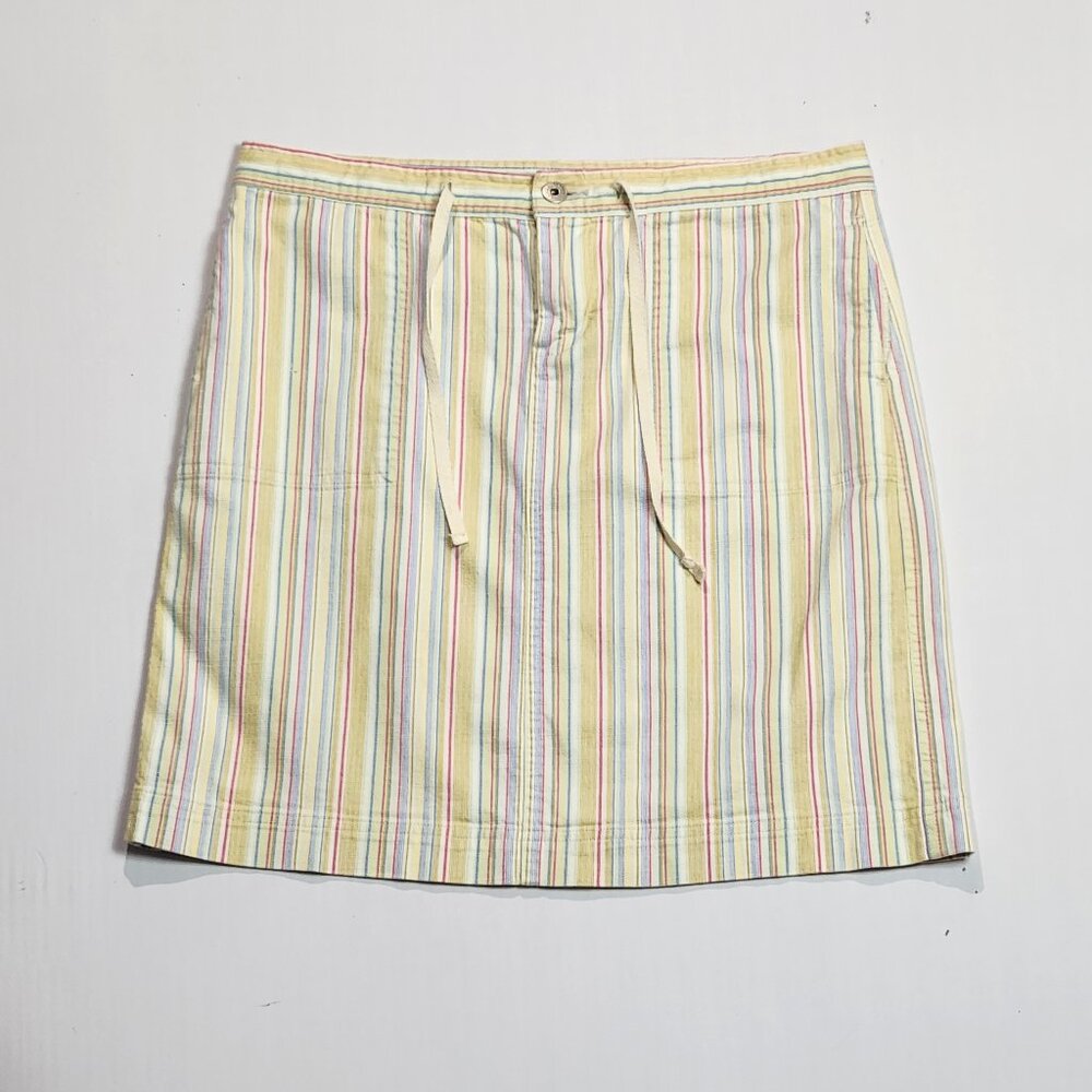 Carolina Blues Multi-colored Striped Mini Skirt With Draw Strings Size:12